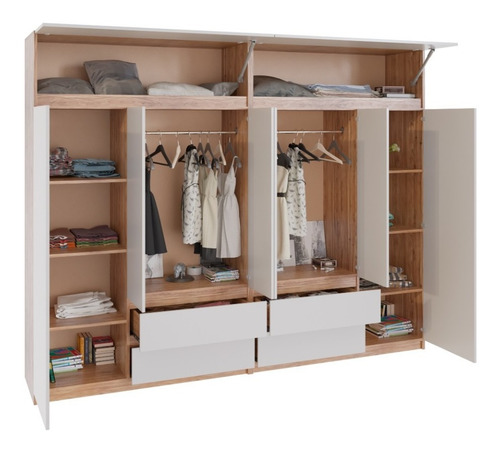 Placard Con Baulera Moderno Vestidor Ropero Melamina 2 Mts