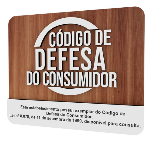 Placa Sinalização Código Defesa Anuncio Consumidor Madeira 
