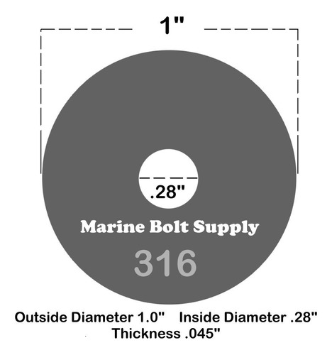 Arandela 1 4 X 1  Tipo 316 Acero Inoxidable Para Perno