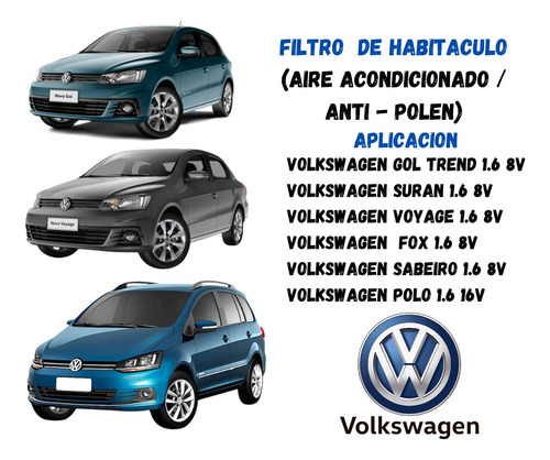 Filtro De Habitaculo Anti Polen Fox Suran Gol Trend Voyage !