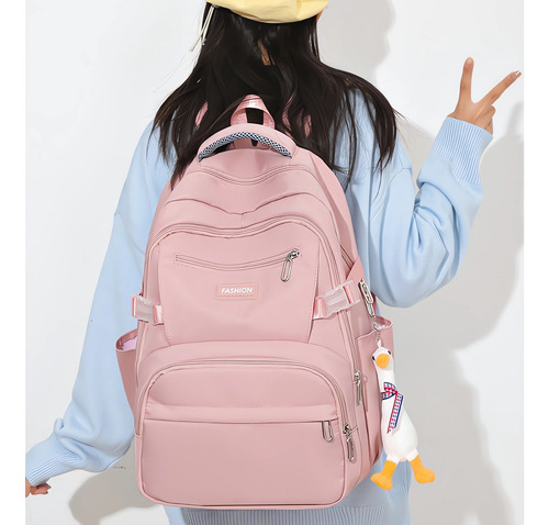 Mochila Escolar Antirrobo Mochila De Viaje Para Jóvenes Bolsa Para Portátil De 16 Pulgadas Mochila Impermeable Unisex 45l Color Rosa