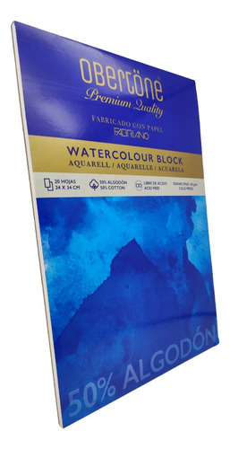 Block P/acuarela Fabriano Obertone24cm X34cm Es 50% Algodón