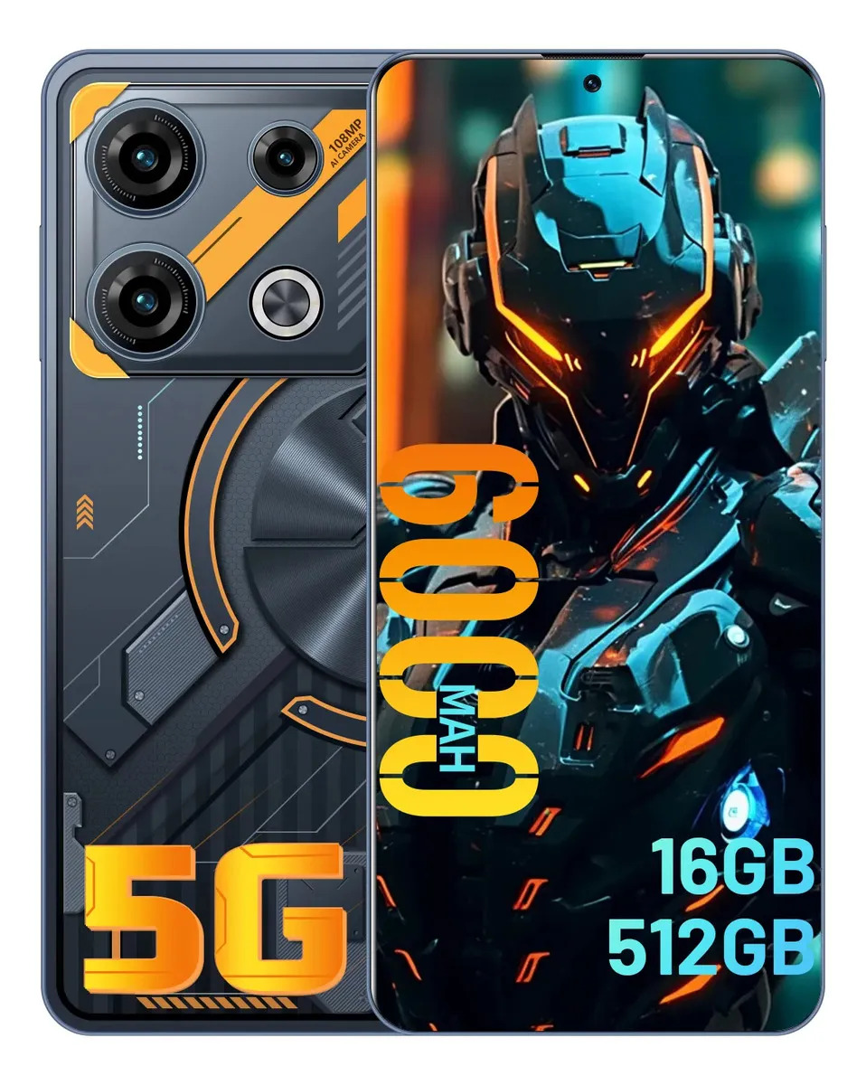Celular 16 Gb Ram 512 Gb Rom Gt 10 Pro 5g, Android 14 Dual Sim Black, 108 Mp Camera, Batería 6000 Mah, Dimensity 9400