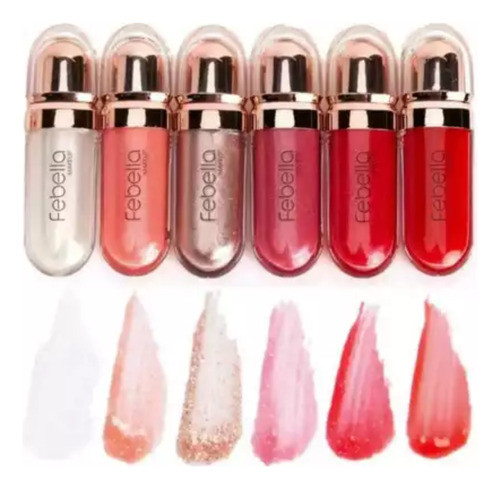 Gloss Labial Super Brilhante 3d Hidratante Maquiagem Febella