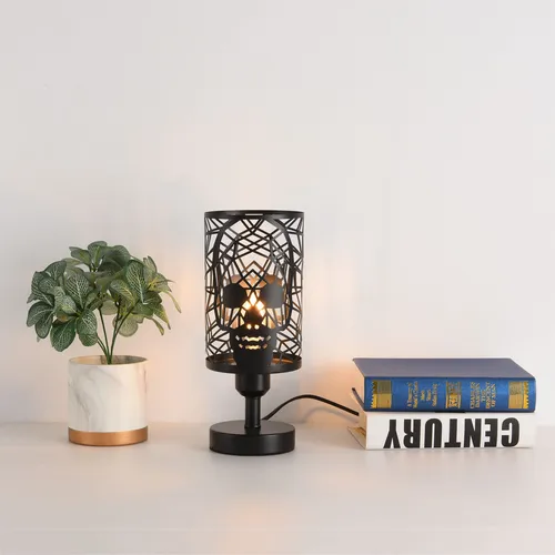 Lmpara De Mesa De Calavera Negra Con Interruptor De Enchufe,