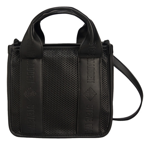 Satchel Bwebber Perf Black Steve Madden Bags Acabado De Los Herrajes Níquel Color Negro Correa De Hombro Negro Diseño De La Tela Lisa