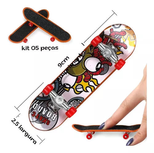 Kit 5 Skate De Dedo Fingerboard Sk8 Truck Lixa Miniatura