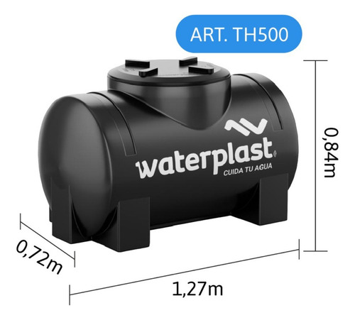 Tanque De Agua Horizontal 500 Litros Th500 Waterplast Color Negro