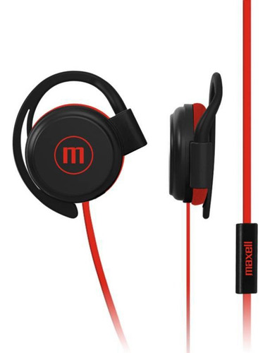 Audífono Maxell Estéreo Ec-155 Con Micrófono Color Negro Col Rojo