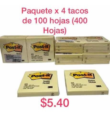 Notas Autoadhesivas Postit Original 3m 654 (76x76mm)
