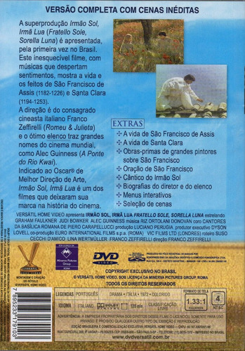 Dvd - Irmão Sol Irmã Lua