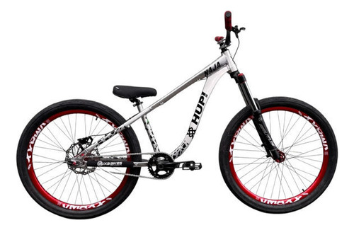 Bicicleta Hupi Naja 2025 Prata/vermelha Aro 26 Wheeling/grau