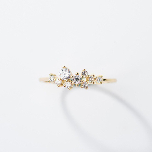 Anillo De Cristal L Con 3 Diamantes Y Circonitas Para Mujer