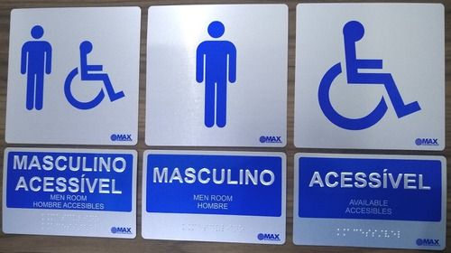 Placa De Sinalização Com Braille Em Alumínio Para Banheiro