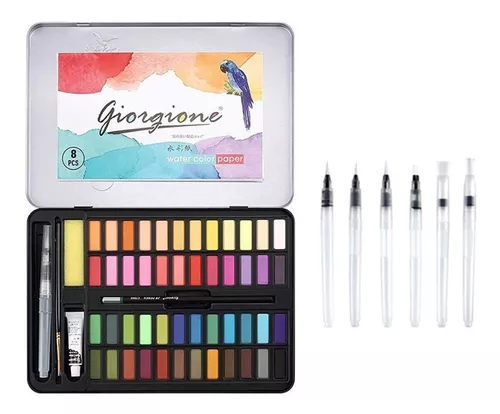 Kit Acuarelas Profesionales Pintura Acuarela 48 Colores Brush Arte