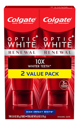 Colgate Optic White Renewal Pasta Blanqueadora Con Fluor 2pz