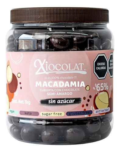 Macadamia Con Chocolate Sin Azúcar Keto Vegan Xiocolat 1 Kg