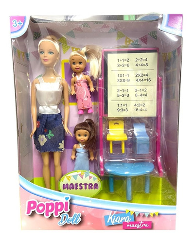Muñeca Kiara Maestra Muñequita Poppi Doll Accesorios Blanco