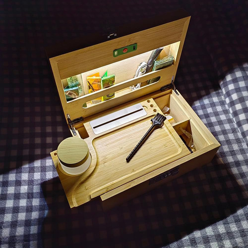 Caja De Madera De Bambú Grande De Giftidea Con Luces Led - C
