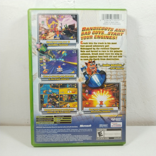 Crash Nitro Kart Xbox Clasico - Solo Estuche Con Manual (Usado)