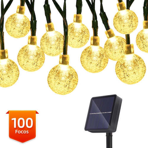 Guirnalda De 50 Luces Led Solares C/forma De Gota P/exterior