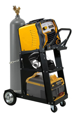 Plqmpp-m Carrito De Soldadura, Carros De Soldadura Resistentes De 3 Niveles Con Almacenamiento De Tanque De Ruedas, Para Soldador Tig Mig Y Cortador De Plasma