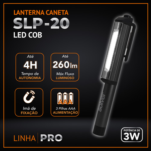 Lanterna Caneta Inspeção Imã Led Cob 260lumens Solver Slp-20