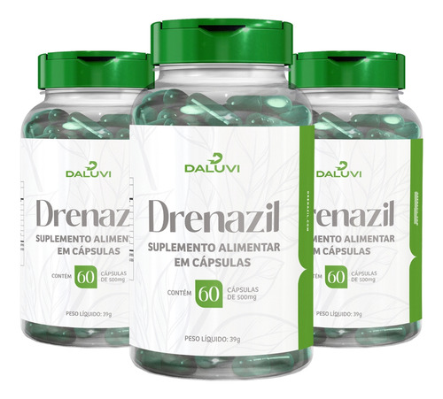 Drenazil 180 Caps Redutor De Medidas 3 Potes