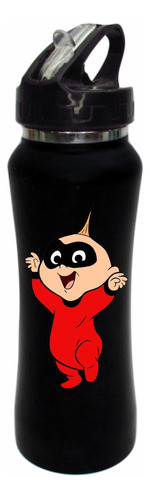 Termo Pitillo Jack Jack Los Increibles Botilito Negro 650ml