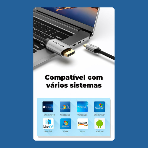 Cabo Usb C Para Displayport 1.2 4k@60hz Gamer 1,5m Vention