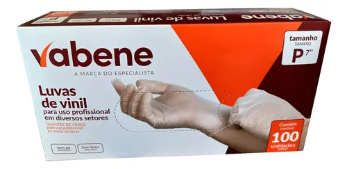 comprar Luva Vinil  Vabene Sem Pó Descartável Sem Látex 100un