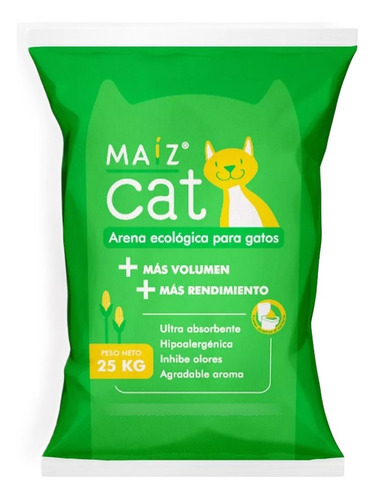 Maíz Cat X25kg - Arena Ecológica Para Gatos - Inhibe Olores