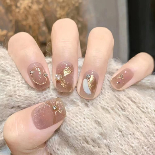 Manicure Francesa De Unhas Postiças Quadradas Curtas Com Cha