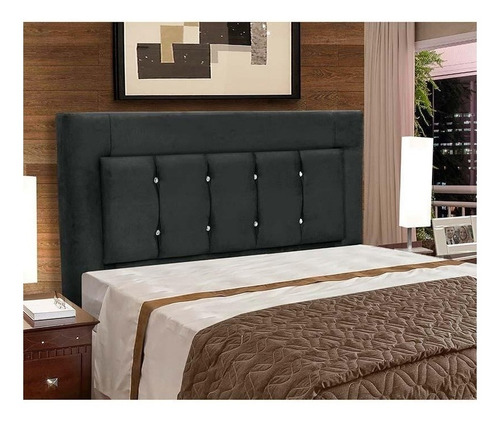  Cabeceira de cama Dobuê Cancún 2 corpos 160cm x 123cm Veloplus preta