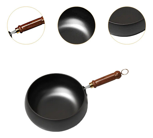 Wok Pan Flat Bottom Pan Para El Hotel Camping 20 Cm Sin Tapa