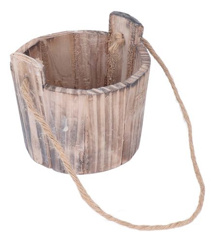 Maceta Redonda Con Forma De Cubo De Madera, Estilo Retro, Rú