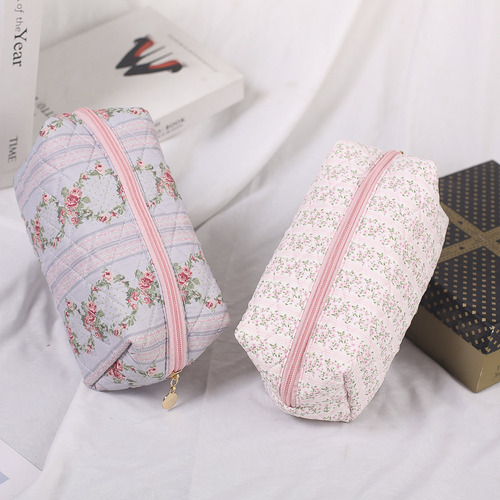 Bolsa De Cosméticos Acolchada Con Estampado Floral Para Viaj