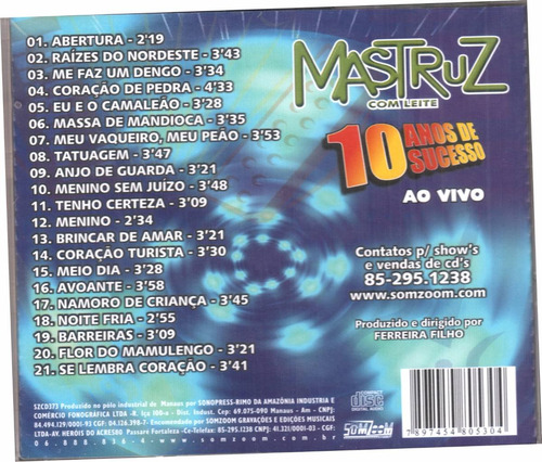 Cd Mastruz Com Leite 10 Anos De Sucesso Original