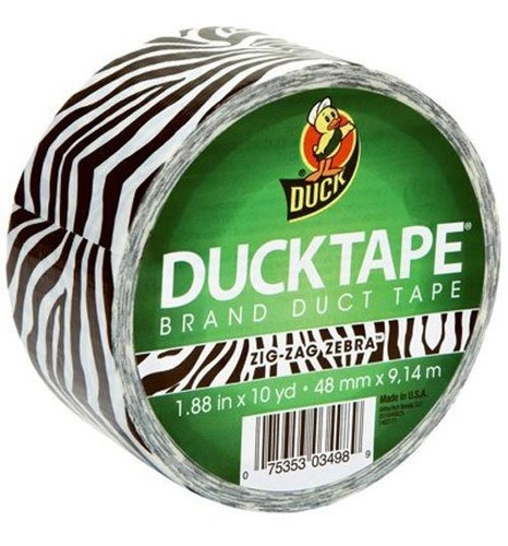 Duck Brand 280110 Impreso Cinta Aislante, Zig-zag Zebra, 1.8