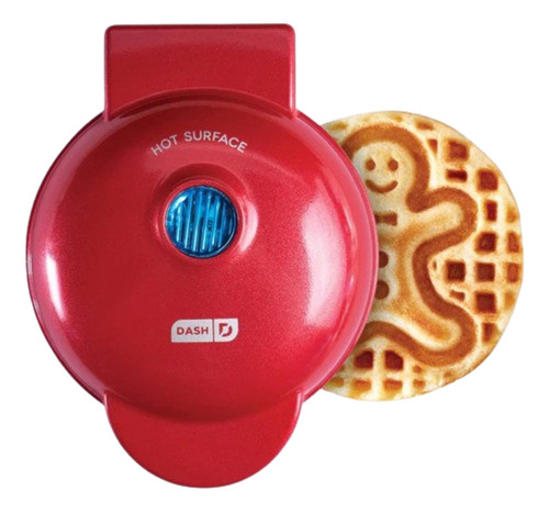 Dash Mini Máquina De Waffle Gingerbread Man Compacta E Fofa Vermelha