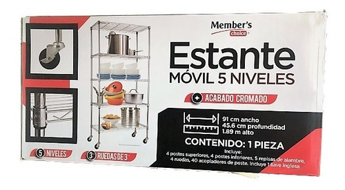 Imagen 3 de 6 de Estante Organizador Móvil De 5 Niveles Acabado Cromado