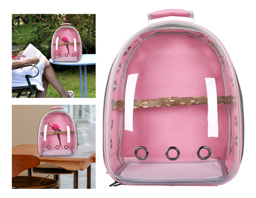 Mochila De Viaje De Aves Portátil De Cubierta Rosado