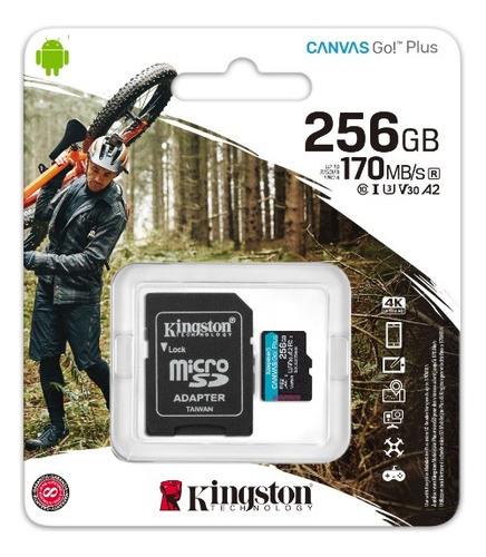 Kingston 256gb Microsdxc Canvas Go Plus 170mb/s Read Uhs-i