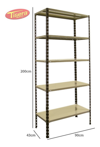 Imagen 2 de 5 de Estanteria Metalica 90 45 200 Cm Tisera Oficina 90 Kg 43902p