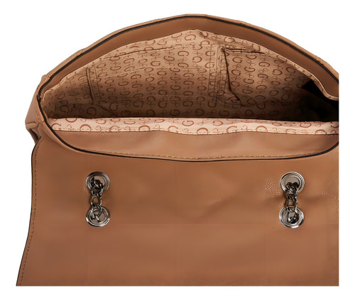 Bolsa Guess Window Rock Crossbody Color Marrón Para Mujer Acabado de los herrajes Niquel Color Marrón claro Diseño de la tela Rayado