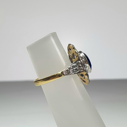 Anel Formatura Ouro 18k Com Diamantes E Safira - Cod 42130 (Usado)
