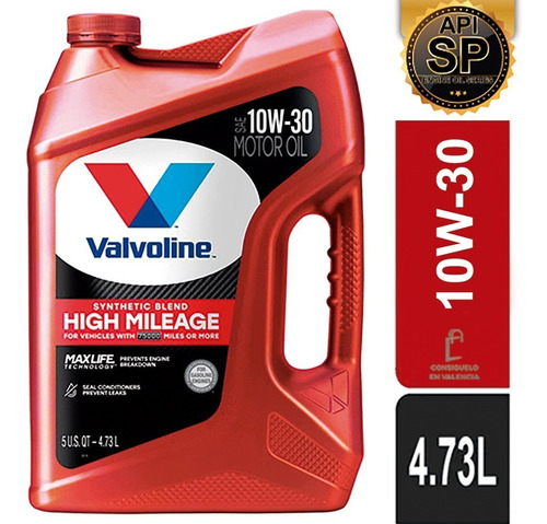 Aceite De Motor Valvoline 10w-30 Semi-sintetico 4,73l,api Sp