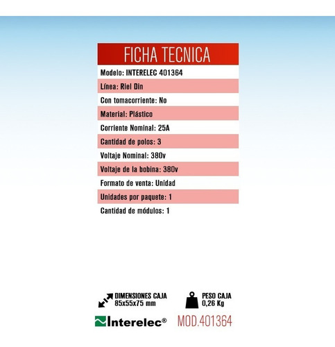 Imagen 2 de 5 de Interruptor Llave Térmica Tripolar 25a 380v Interelec 401364