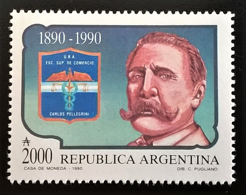 Argentina, Sello Gj 2488 Carlos Pellegrini 1990 Mint L13661