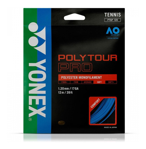 Cuerda De Tenis Yonex Poly Tour Pro 17/1.20mm Azul 12 Mts.